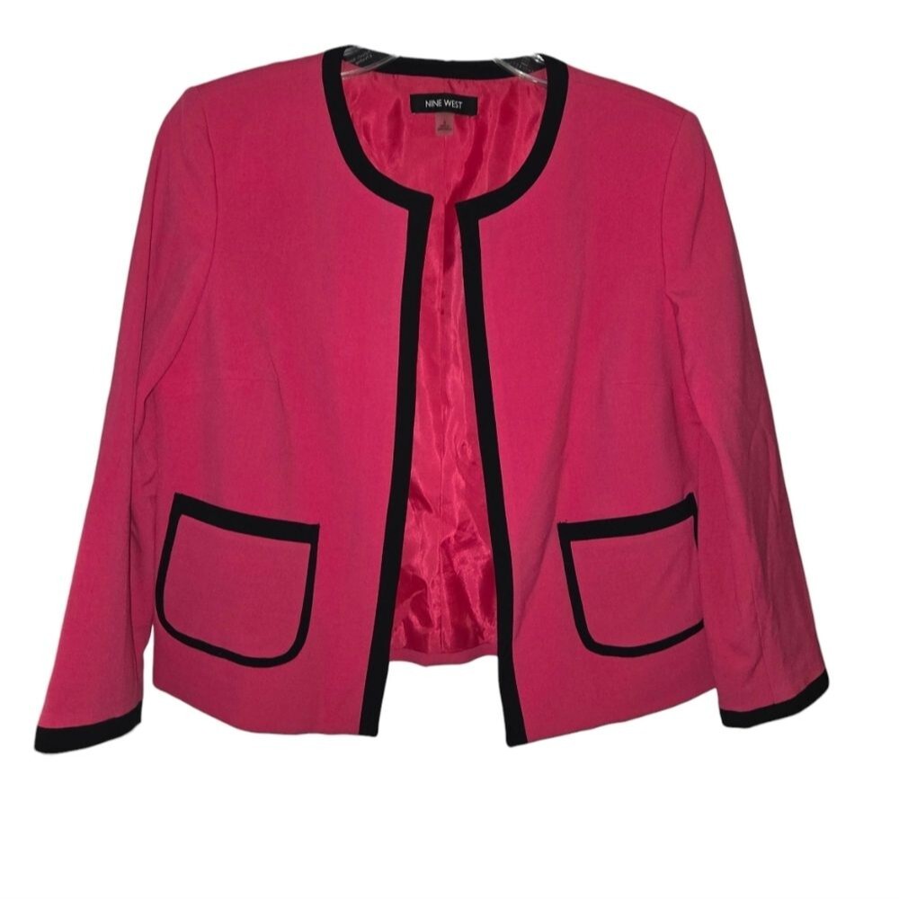 Pink Nine West Black Trimmed Career Blazer